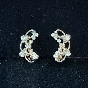 Silver Rhinestone Clip-On Earrings
